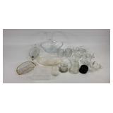 Assorted Clear Glass - Candle Holders, Dishes, Etc