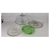 Glass Cake Stand (Has Chip), Serving Platters