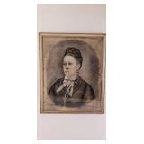 Vintage Charcoal 1876 H.M. Williamson on Canvas