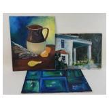 3 Unsigned Oil Paintings