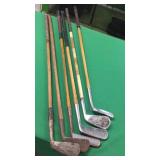 6 Oak Shaft Clubs-See Description