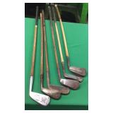 6 Oak Shaft Clubs-See Description