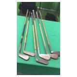 6 Oak Shaft Clubs-See Description