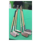 6 Oak Shaft Clubs-See Description