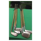 6 Oak Shaft Clubs-See Description