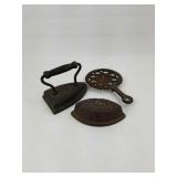 Cast Iron Flatirons and Trivet