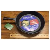 New - 12" Cast Iron Skillet With Handle & 2 Spouts