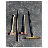 Axe, Wrecking Bar, Broom, Adze