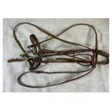 Leather Horse Haulter w/ Rein & D-Bit