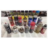 Assortment Of Spray Paint And Lubricants