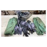 Bag of Work Gloves Size Medium and Welding Sleeves