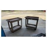 2 Plastic Rolling CartsHalf of handle is