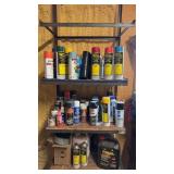 Shelf Of Various Spray Paint & Oil