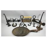 Vintage Cast Iron Horse Tack,Branding Iron,Fry Pan