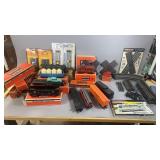 Box Lot of Train Cars, Tracks, & Accessories