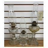 3 Glass Oil Lanterns