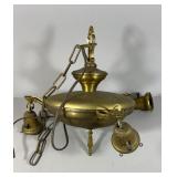 Vintage Brass Pan Fixture Chandelier