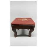 Vintage Needlepoint Floral Stool