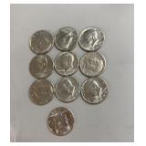 10 Kennedy Half Dollars