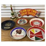 Beer Trays, Sign & Wine Bottle Lamp