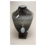 Turquoise Pendant Necklace W/Chain