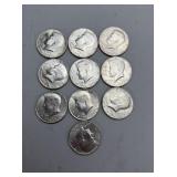 10 Kennedy Half Dollars