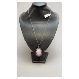 Rose Quartz Pendant Necklace W/Chain