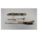Mid 19th Knife,Fork & Spoon W/ Sheath