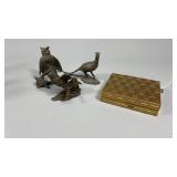 Avon 1980s Bronze Animal Statues and Gold Compact