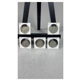 5 Silver Ben Franklin Half Dollars