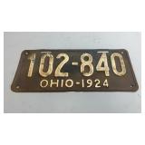 1924 Ohio License Plate