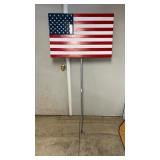 Wooden Handmade American Flag On Pole