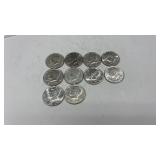 10 Kennedy Half Dollars
