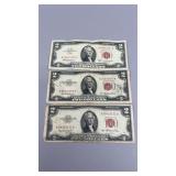 2 1953,1 1963 $2 Red Seal Notes
