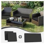 Patio Replacement Seat Cushions -3 Piece Black