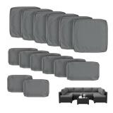 14 Piece Patio Cushion Cover Replacements-Lt Grey