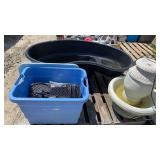 Plastic Pond Liner-Tote of Pond Filters and P