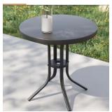 Patio Metal Round Outside Table -Black