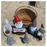 Basket of Decorative Gnomes