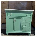 36IN Vintage Mint Bathroom Vanity Cabinet