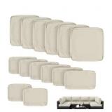 14 Piece Patio Cushion Cover Replacements-Cream