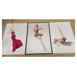 3 George Petty Pin-Up Prints