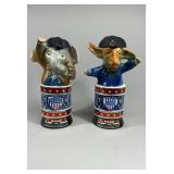 2 Republican & Democrats Jim Beam Decanters