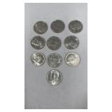 10 Kennedy Half Dollars