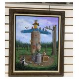 Canvas Painting Scarecrow framed