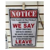 Notice metal Signage