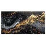 Golden Swirl Abstract Painting Luxurious Black