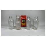 Glass Milk Bottles , Ritz Cracker Tin