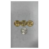 3 Presidential Gold Dollars & Susan B Anthony Coin