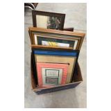 Box of Picture Frames and Art
